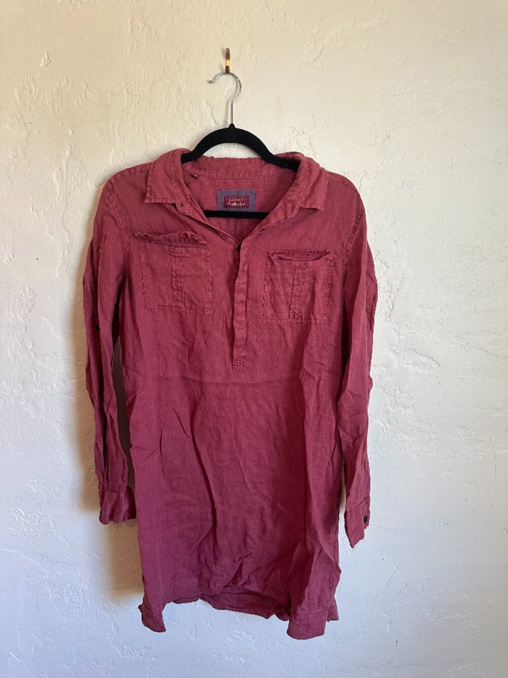 JACHS Girlfriend Rose Linen Popover Tunic Size M